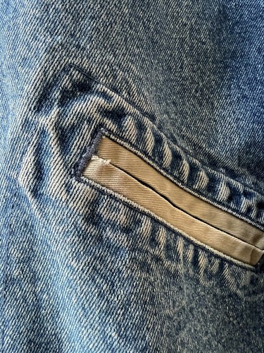 Vintage GAP Blue Jeans Bomber Jacket Kids Snap Medium Blue Cropped Distressed - Picture 21 of 23