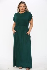 Women's Short Sleeve Loose Plain Maxi Dresses Casual Long Dresses with 2 Pockets