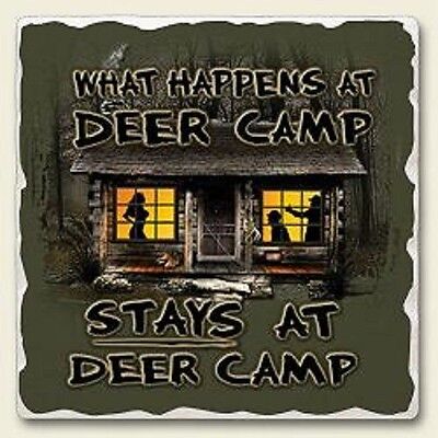 Tumbled Stone Magnet-DEER CAMP-What Happens at Camp Stays at Camp-Single Magnet