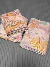 Vintage She-Ra 80s Unicorn Pegasus Fantasy Full Sheet SET Pastel Clouds - USA
