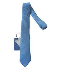 NWT HUGO BOSS Silk Tie With Micro Pattern Blue/Gray/Black One Size Made In Italy