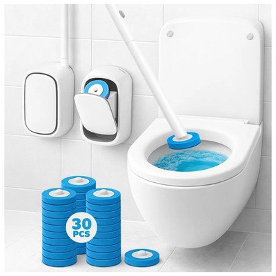 Disposable Cleaning System + 30 Disposal Bowl Brush Refill Heads. Space-Savin...