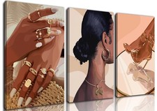 Black Girl Wall Art Abstract African Decor Posters Fashion Black Woman Canvas...