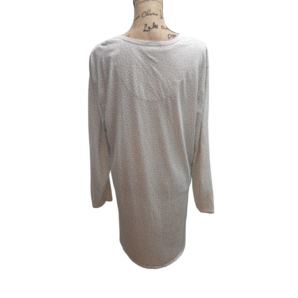 Jockey Womens Long Sleeve Nightgown Blue Floral V Neck Sleepwear Pajama Dress - Image 3 of 4