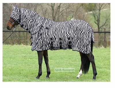Euroriding Fliegendecke mit Halsteil abnehmbar zebra schwarz weiß