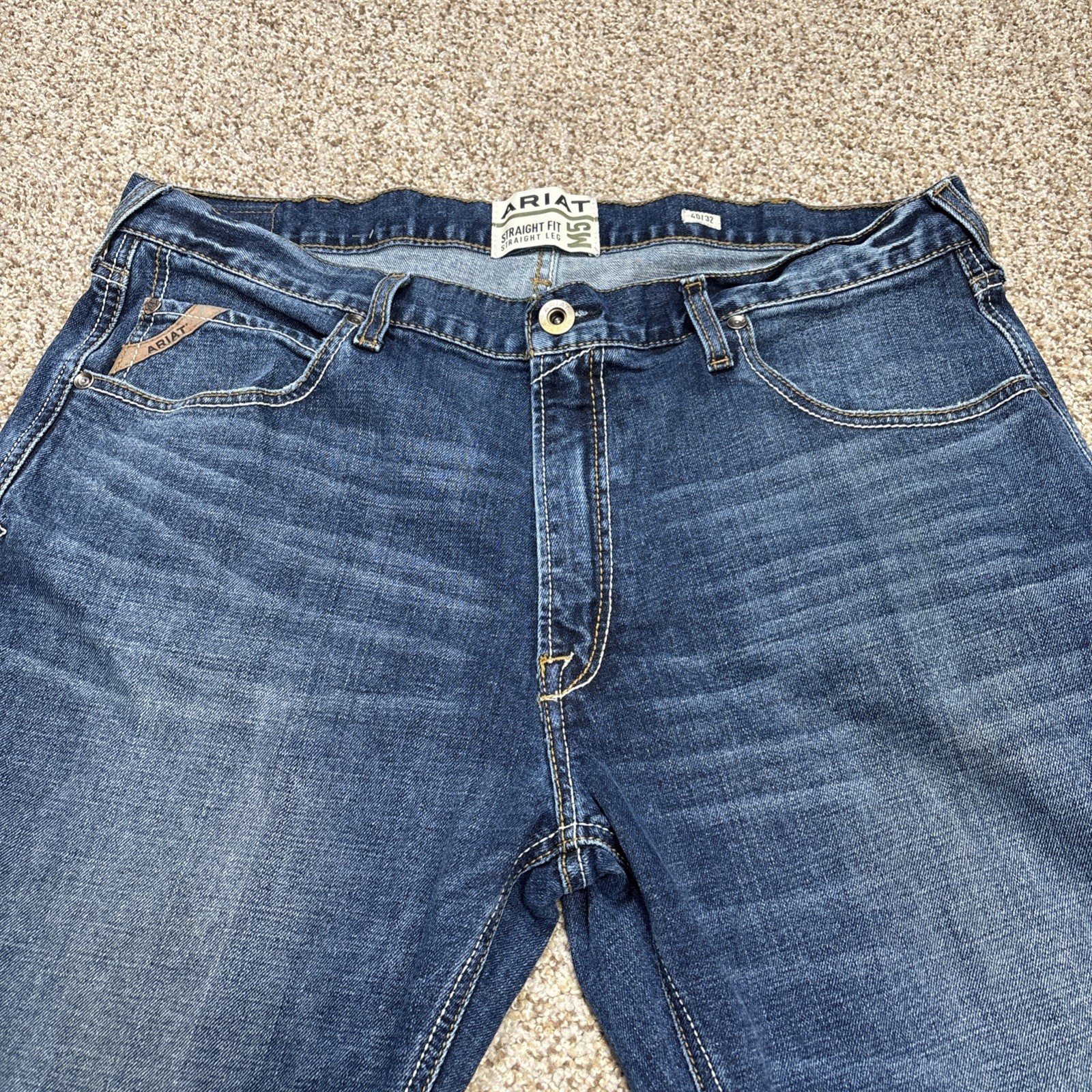 Ariat Denim M5 Jeans Straight Fit Straight Leg Mens 40x32 Heath Wash Fits 39x31 - View 2