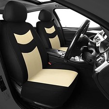 Universal Car Seat Covers for Front Beige  Black Front Seat Covers 2 PCS 
