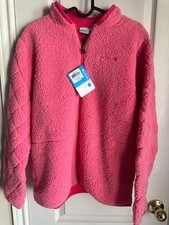 Columbia Fleece Jacket Girl Large Full Zip Pink Pockets Outdoor Gorpcore