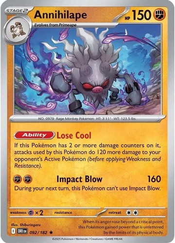 Pokemon Annihilape (92/304) Destined Rivals LP REVERSE HOLO