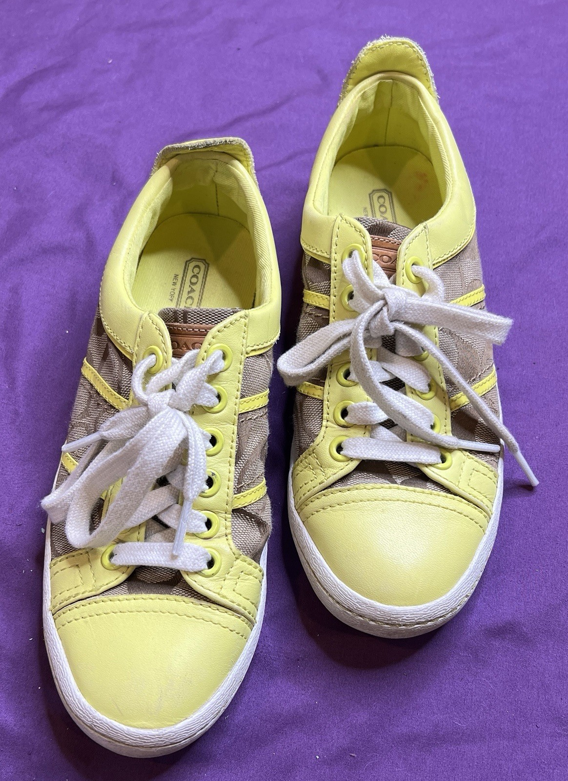 Coach Signature Alivia Sneakers Yellow Women's Size 7M thumbnail 4