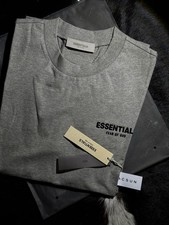 Essentials Fear of God Men  s Gray Logo Long Sleeve Crew Neck T-Shirt L
