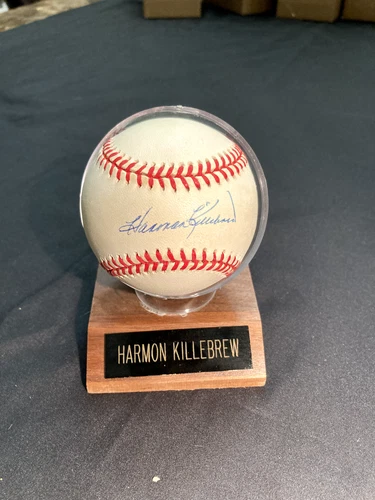 Harmon Killebrew Autographed Rawlings Baseball - NO COA, with display.