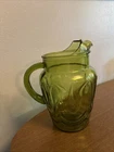 Vintage Anchor Hocking Tulip Green Glass Pitcher