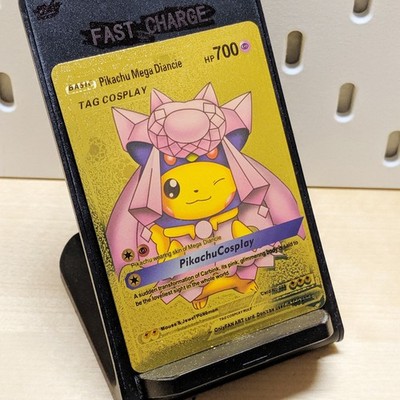 Pikachu Mega Diancie Cosplay Gold Foil *Fan Art* Pokémon Card 700HP Collectible