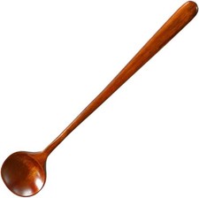 Long Soup Spoons, 1 Pieces Korean Style 11 Inches 100 Natural Wood Long Handle