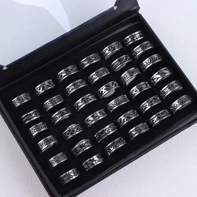 10 Pc Stainless Steel Simple Punk Ring Vintage Birthday Band Men Jewelry