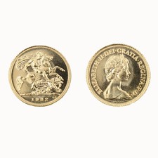 Royal Mint Gold Coin 1982 Elizabeth II Half Sovereign 3.99g 22ct Yellow Gold