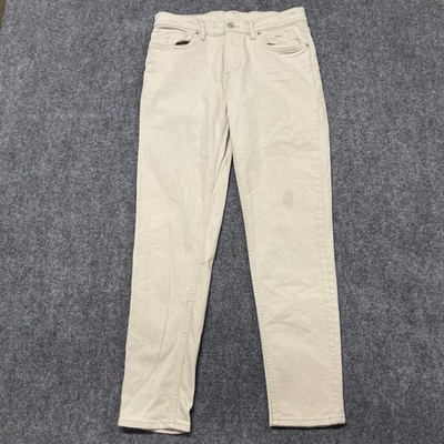 Zara Skinny Leg Jeans Mens 34 Cream Cotton Mid Rise 5 Pockets Design Light Wash