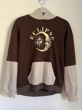 Eclipse-Hoodie-Two Tone-Brown-Long Sleeve-Pockets-Light Weight-Size small eu 36