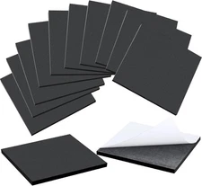 Pangda 12 Pcs Black Foam Padding Sheet with Adhesive 6 x 6 x 1/4 inch, 