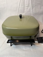 Vintage Sears Buffet Avocado Green Electric Skillet MCM Base 1960-70s Works