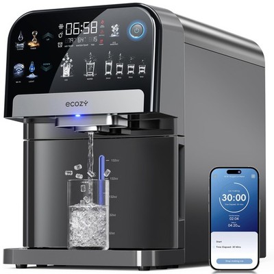 Nugget Ice Maker Dispenser Countertop 33 Lbs Day App Control Dark Grey ecozy