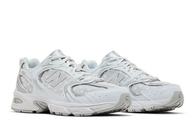 New Balance 530 White Silver Metallic Polka Dots U530HFW Size 8.5M SHIPS ASAP