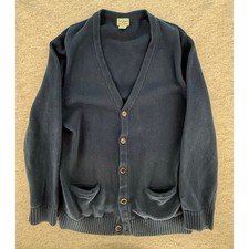 L.L. Bean men  s xl cardigan sweater navy 100 cotton front pockets