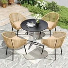 Outdoor Dining Set Patio Rattan Chairs with 30'' Round Table Bistro Furniture