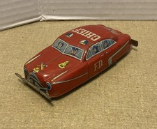 Vintage 1950s Japan Tin Litho Small Fire Chief Car 4"