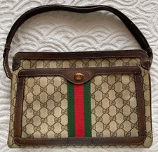 GUCCI Women's Shoulder Bag Crossbody Sherry Line Brown GG Pattern Used from JPN