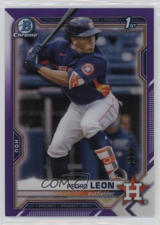 2021 Bowman Chrome Prospects Purple Refractor 212/250 Pedro Leon #BCP-189 pn8