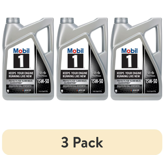 (3 pack) Mobil 1 Advanced Full Synthetic Motor Oil 15W-50, 5 Quart