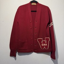 Vintage 1950s 1960s WOOL Cardigan Letterman Varsity Sweater Imperial W GAA Sz 42