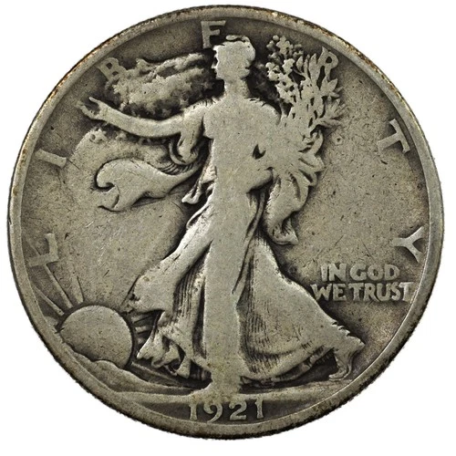 1921-D Walking Liberty Half Dollar 50c VG+ Better Early Date