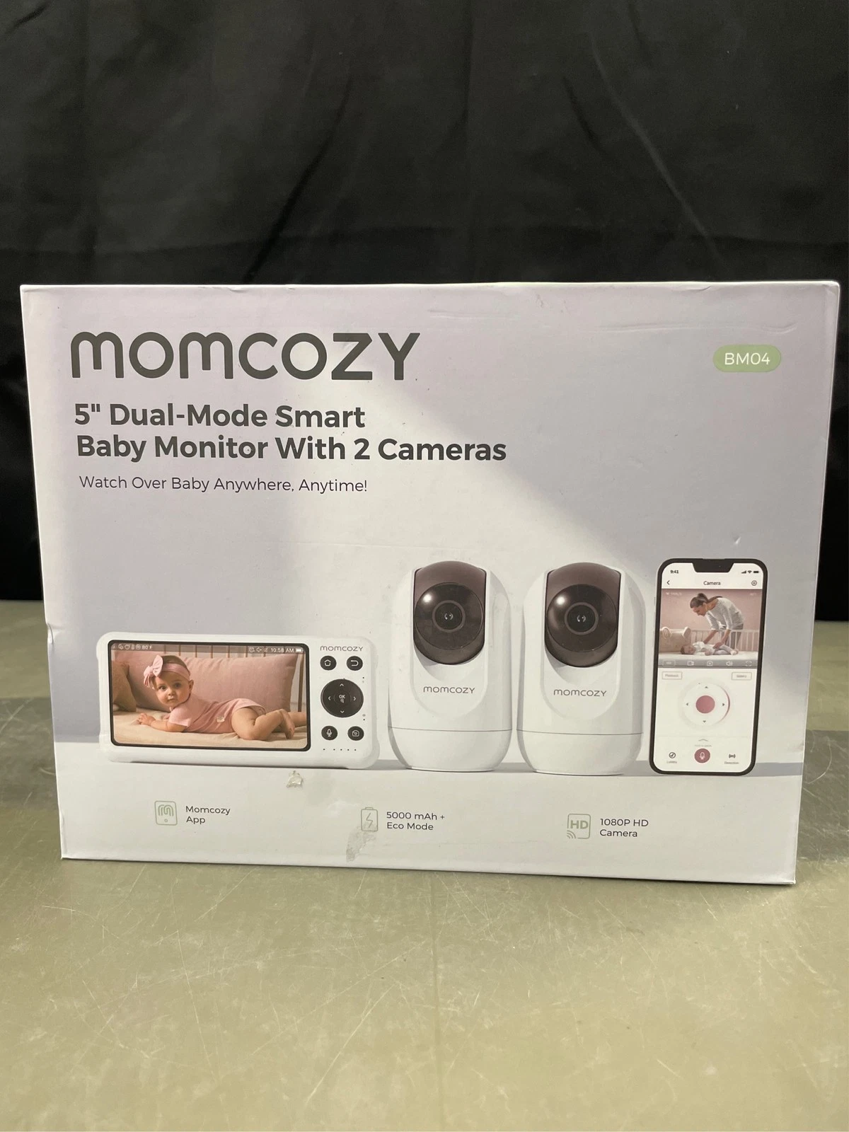 Momcozy BM04 Smart WiFi Baby Monitor with 2 Cameras, 5’’ 1080P Split Screen Vide