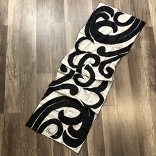 Vera Neumann Scarf Black Ivory Abstract Graphic 44x14 Silk Blend Japan