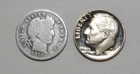 Silver 1916 Barber Dime and Proof Type 1 1979 S Roosevelt Dime