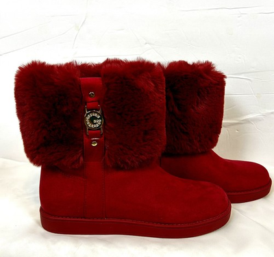 #ad New GBG Los Angeles Red Faux Fur Women#x27;s Boots Size 8 $39.95