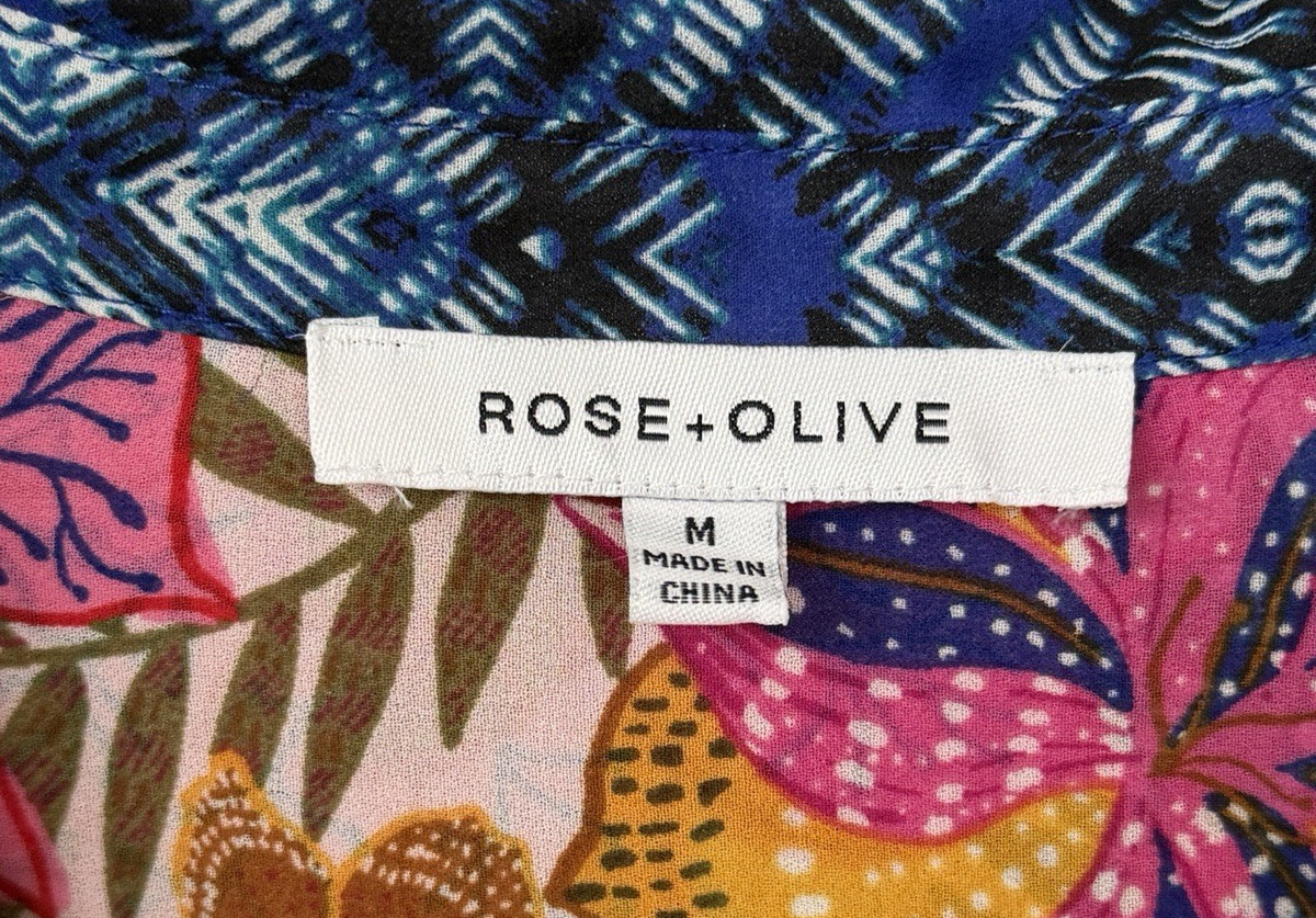 Rose & Olive Multicolor Patchwork Flowey Button D… - image 3