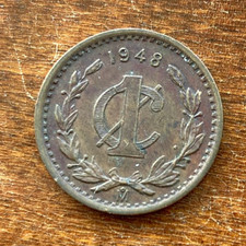 1948 Mexico 1 Centavo Coin - Wreath
