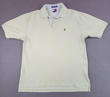 Vintage Tommy Hilfiger Men's Large Beige Polo Short-sleeve