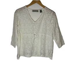 Vintage Y2K Sheer Lace Babydoll Top White S Bow Fairy Cottagecore Coquette Layer