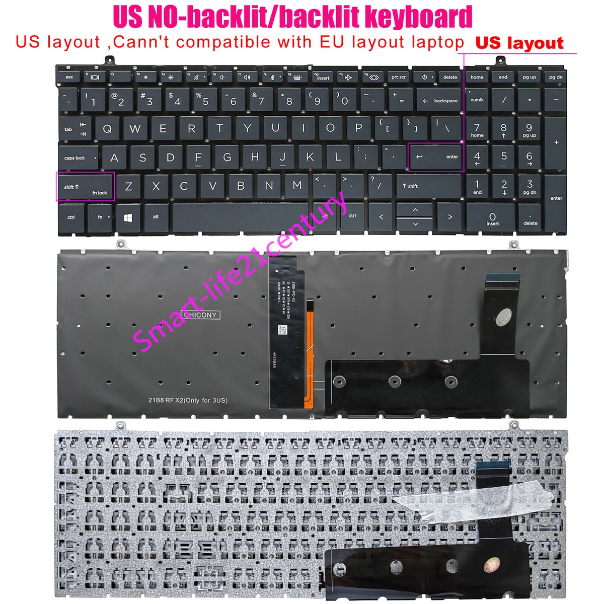 US Keyboard For HP EliteBook 860 G9 G10 G11 EliteBook 865 G9 G10