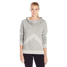 Lolë women's Mock Neck Cropped Pullover Terry Hoodie In Grey | Size Small