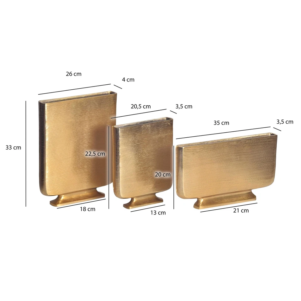 Vase 3er Set FineBuy Blumenvase Aluminium Silber Tischvase Dekovase Modern Eckig - Bild 3 von 4