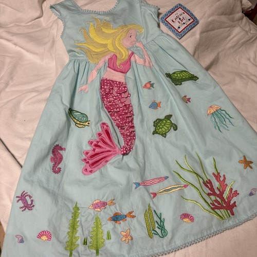 Cotton Kids Boutique Dress Mermaid Sea Life Design Size 6x New