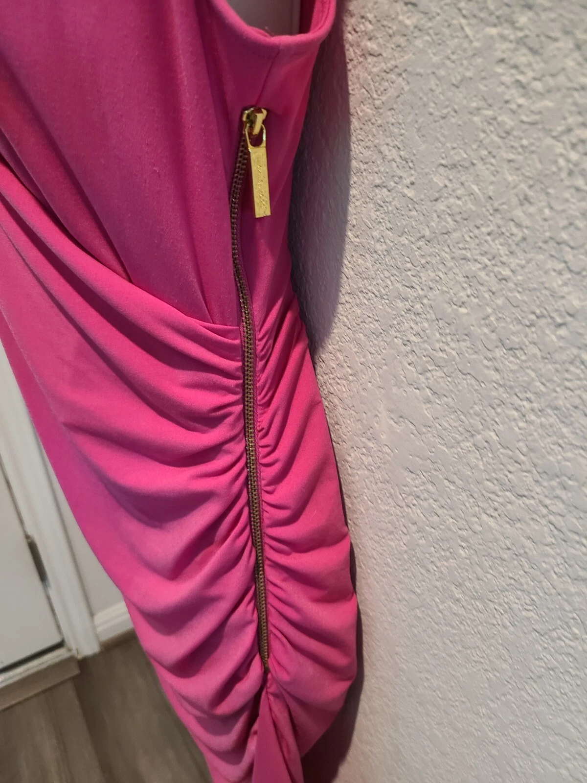 Abito da donna Michael Kors oro cerniera abito da festa rosa taglia 10