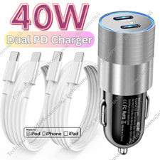 40W Fast Charge USB PD Type-C Car Charger Adapter For iPhone 14 13 12 11 Pro Max