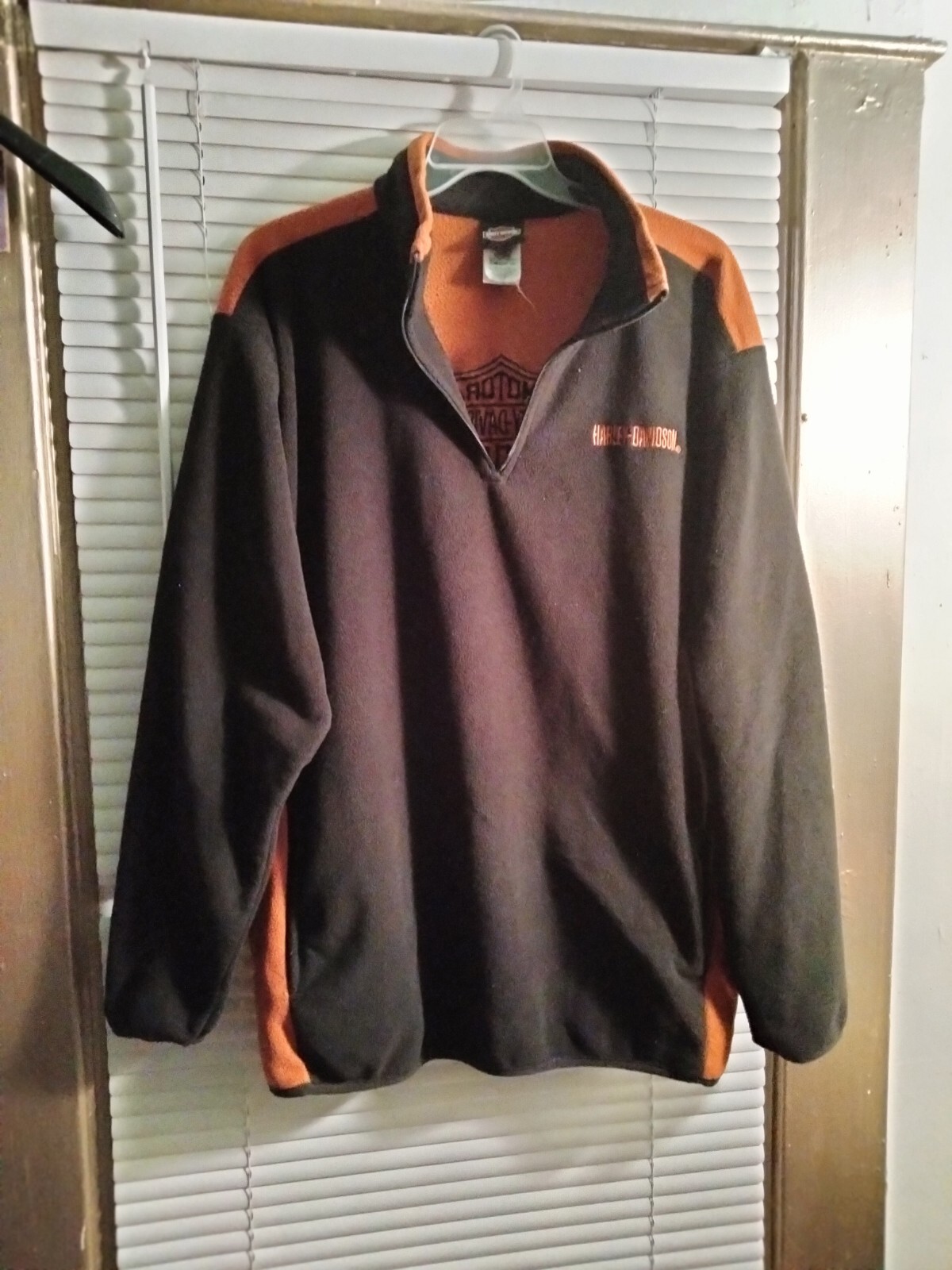 Harley Davidson Fleece Pullover Brown/Orange sz XL Gem